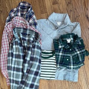 Lot of Janie and Jack Plaid Shirt Trio - Blue, Red, Green and crew cuts